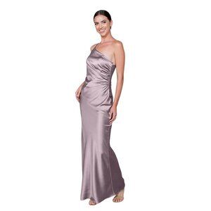 Revelry Jade Satin Bridesmaid Dress Size 14 Lilac Purple One Shoulder Formal